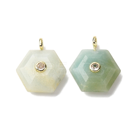 Natural Flower Amazonite Pendants G-P588-02G-10-1