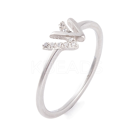 304 Stainless Steel Letter W Finger Ring for Women RJEW-C086-07-P-1