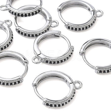 SHEGRACE Brass Micro Pave Clear Cubic Zirconia Hoop Earrings Findings XGR0154P-96P-1