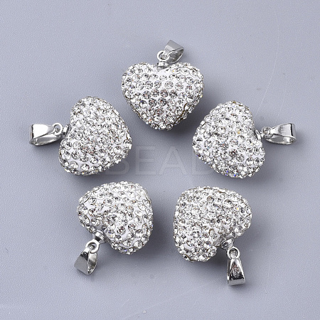 Polymer Clay Rhinestone Pendants RB-S055-11B-1