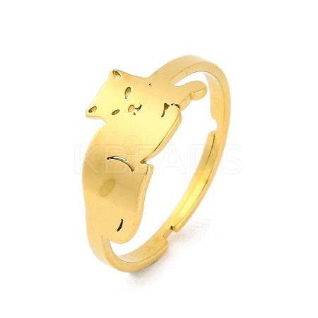 Animal 201 Stainless Steel Adjustable Rings for Women RJEW-D082-05I-1