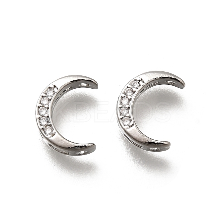 Brass Micro Pave Clear Cubic Zirconia Links Connector Charms KK-K378-66P-1