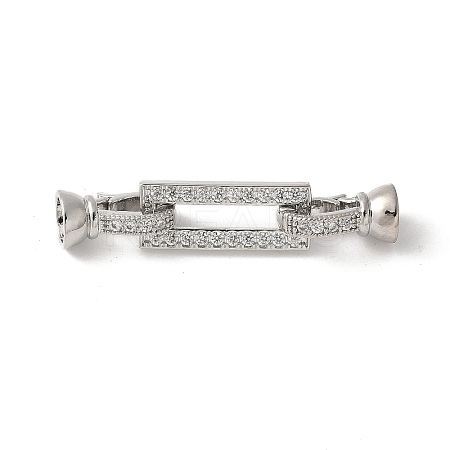 Brass Pave Clear Cubic Zirconia Fold Over Clasps KK-M320-14P-1