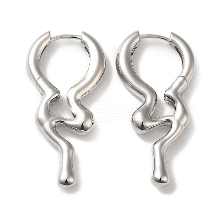 Rack Plating Brass Melting Drop Hoop Earrings for Women EJEW-Z019-19P-1