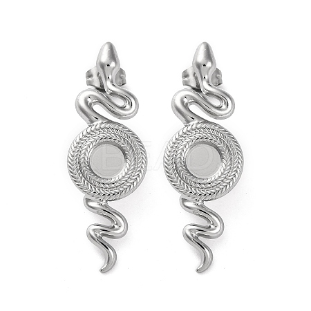 304 Stainless Steel Snake Stud Earrings EJEW-K295-14P-1