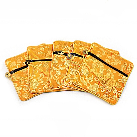 Chinese Brocade Tassel Zipper Jewelry Bag Gift Pouch ABAG-WH0005-46A-1
