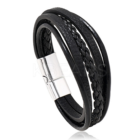 Retro Minimalist Leather Magnetic Clasp Bracelet for Men - Trendy European and American Style Jewelry ST1828936-1
