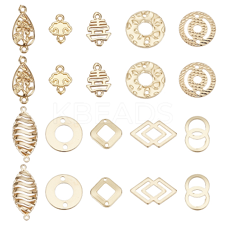 20Pcs 10 Style Eco-Friendly Brass Connector Charms KK-AR0002-40-1