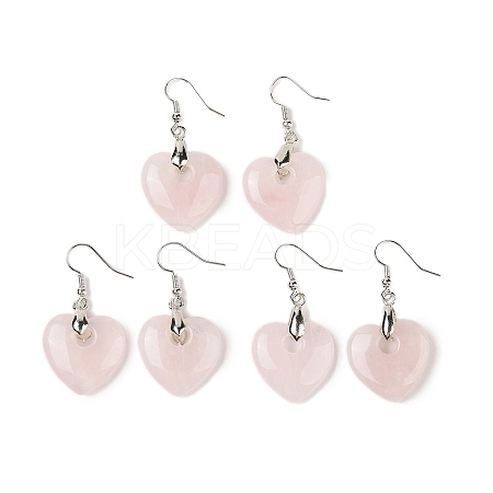 Natutal Rose Quartz  Dangle Earrings EJEW-F343-D05-1