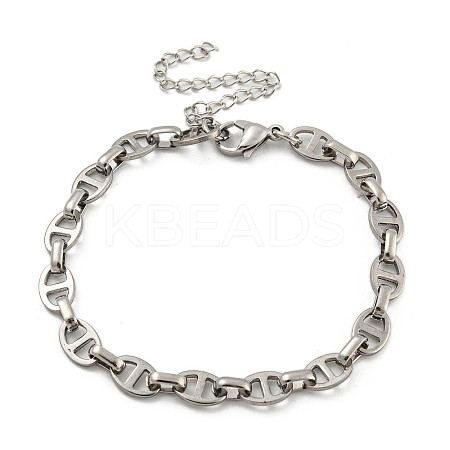 Non-Tarnish 304 Stainless Steel Oval Link Chains Bracelets for Men & Women BJEW-D042-22B-P-1