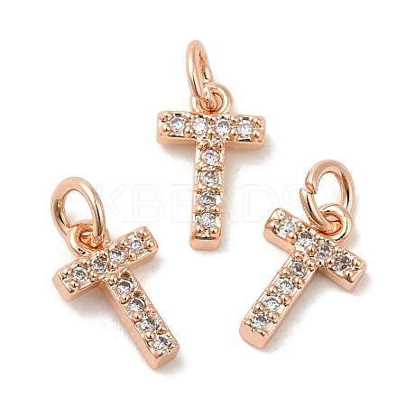 Brass Micro Pave Grade AAA Cubic Zirconia Charms ZIRC-P067-11RG-T-NR-1