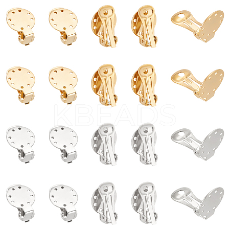 20Pcs 2 Color Ion Plating(IP) 304 Stainless Steel Clip-on Earring Setting STAS-UN0030-20-1