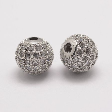 Brass Micro Pave Cubic Zirconia Beads X-ZIRC-E110-07P-1