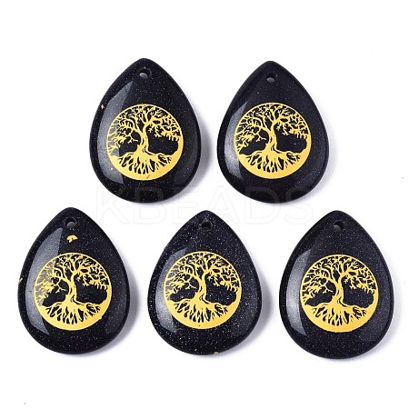 Synthetic Blue Goldstone Pendants G-T122-71B-1