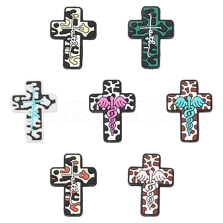 14Pcs 7 Styles Silicone Focal Beads SIL-CJ0002-91-1