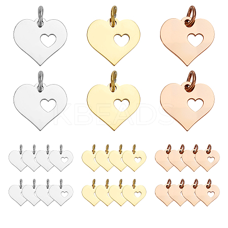 30Pcs 3 Colors 304 Stainless Steel Pendants STAS-ME0001-74-1