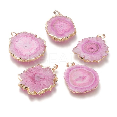 Dyed Natural Druzy Solar Quartz Crystal Pendants G-F693-01C-G-1