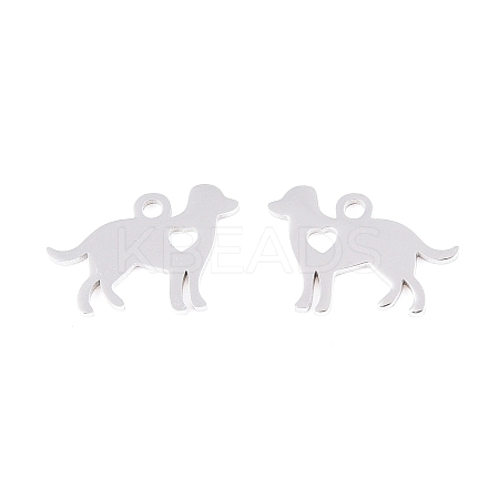 Non-Tarnish 304 Stainless Steel Puppy Silhouette Charms LS-STAS-Q201-T086-1