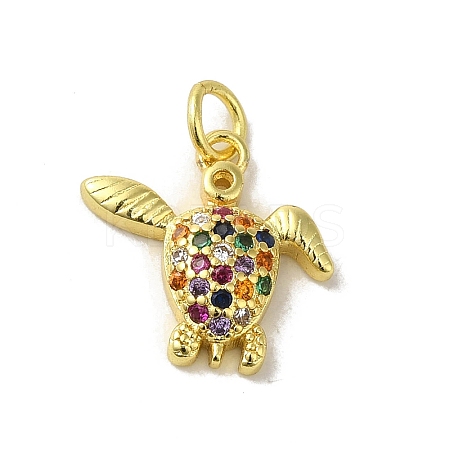 Real 18K Gold Plated Brass Pave Colorful Cubic Zirconia Pendants KK-M283-07E-02-1