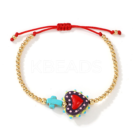 Cinco de Mayo Glass & Brass Beads Braided Bead Bracelets HB3045-3-1