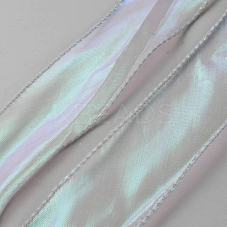 Rainbow Iridescent Laser Polyester Ribbon OCOR-WH0086-78F-1