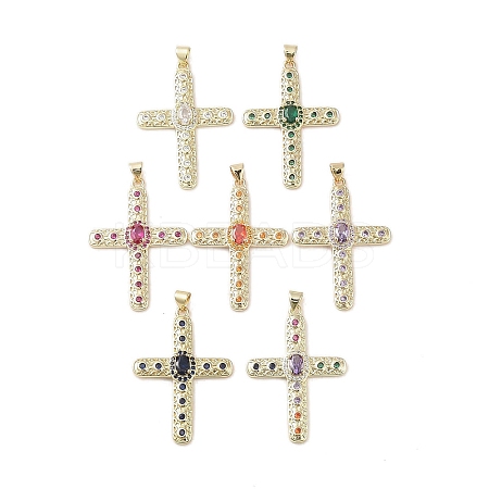 Real 18K Gold Plated Brass Micro Pave Cubic Zirconia Pendants KK-A209-26G-1