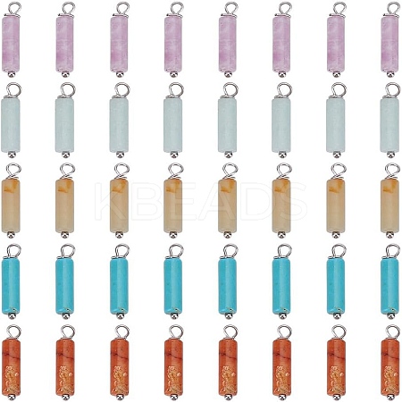 10Pcs 5 Styles Natural Lepidolite & New Jade & Flower Amazonite & Red Aventurine PALLOY-AR00012-1