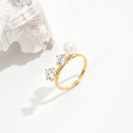 Simple Style Brass Pave Cubic Zirconia Open Rings IO7806-1