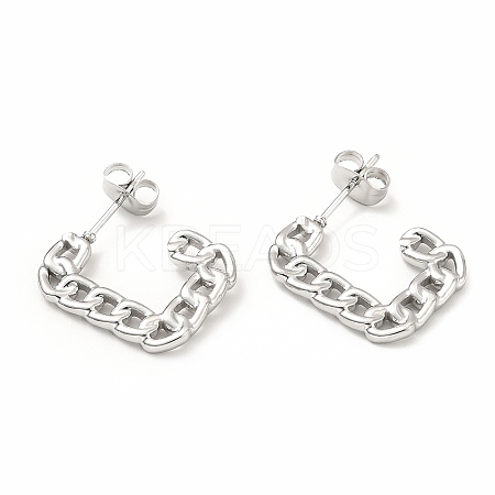 Non-Tarnish 304 Stainless Steel Chain Shape Stud Earrings LS-EJEW-F283-03P-1
