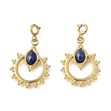 Ring and Oval 304 Stainless Steel Pendant Decorations STAS-H202-27G-1