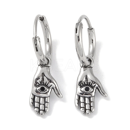 316 Surgical Stainless Steel Hand with Eye Hoop Earrings for Women EJEW-P274-09AS-1
