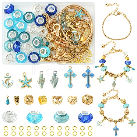 DIY Marine Theme Resin & Alloy Enamel Bead European Bracelet Making Kits DIY-FS0006-87-1
