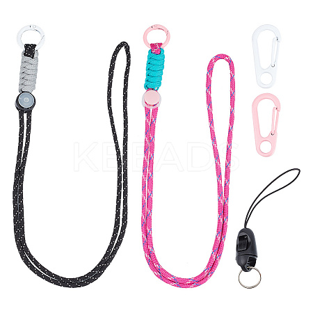 2 Sets 2 Colors Polyester Card Holder Lanyard AJEW-HY0001-41-1