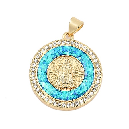 Brass Micro Pave Cubic Zirconia Pendants KK-I723-40G-1