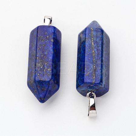Brass Natural Lapis Lazuli Pendants G-O160-03E-1