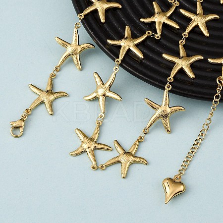 Beach 304 Stainless Steel Sea Animals Link Chain Necklaces for Women NJEW-G178-04G-03-1