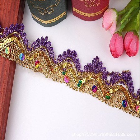 15 Yards Metallic Polyester Lace Trim PW-WG65009-14-1