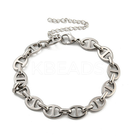 Non-Tarnish 304 Stainless Steel Oval Link Chains Bracelets for Men & Women LS-BJEW-D042-22C-P-1