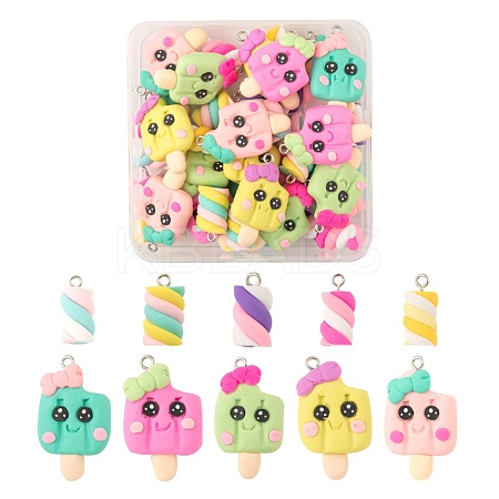 40Pcs 10 Style Handmade Polymer Clay Charms CLAY-LS0001-13-1