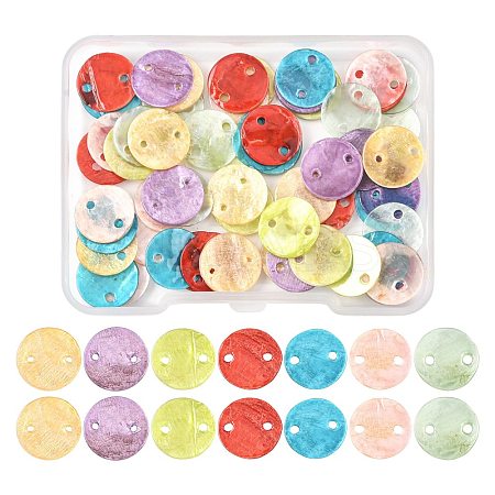 56Pcs 7 Colors Spray Painted Natural Capiz Shell Connector Charms SSHEL-FS0001-09-1