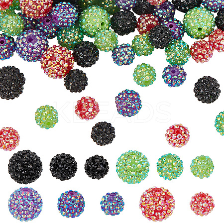 88Pcs 11 Style Resin Rhinestone Beads RESI-AR0001-40-1