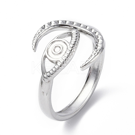 Tarnish Resistant 304 Stainless Steel Open Cuff Ring Finding X-RJEW-C046-05P-1
