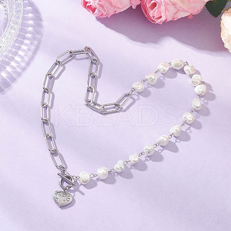 201 Stainless Steel Thank You Heart Pendant Necklaces NJEW-JN05704-1