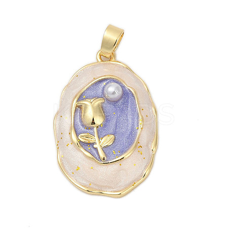 Brass Enamel Pendants KK-U068-13F-01G-1