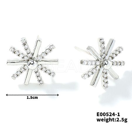 French Style Sunflower Stud Earrings with Rhinestones YY5133-1-1