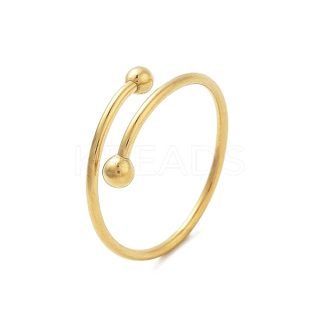 304 Stainless Steel Round Wrap Open Cuff Rings for Women Men RJEW-Z071-01G-1