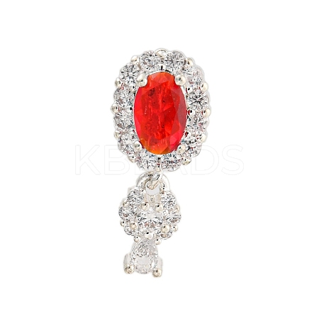 Rack Plating Brass Micro Pave Cubic Zirconia Pendants KK-F876-27S-1