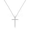Religion Cross 925 Sterling Silver Pave Cubic Zirconia Pendant Necklaces for Women NJEW-F338-03P-2