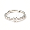 Clear Cubic Zirconia Initial Letter Adjustable Ring RJEW-C052-01P-H-2
