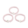 Natural Rose Quartz & Synthetic Hematite Stretch Bracelet BJEW-M236-01J-1